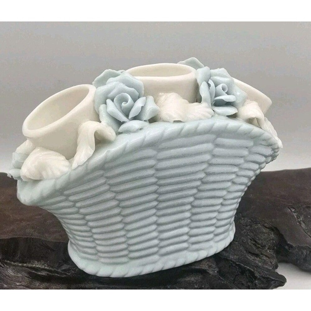 Lipstick Holder Floral 3 Tubes Japan Porcelain